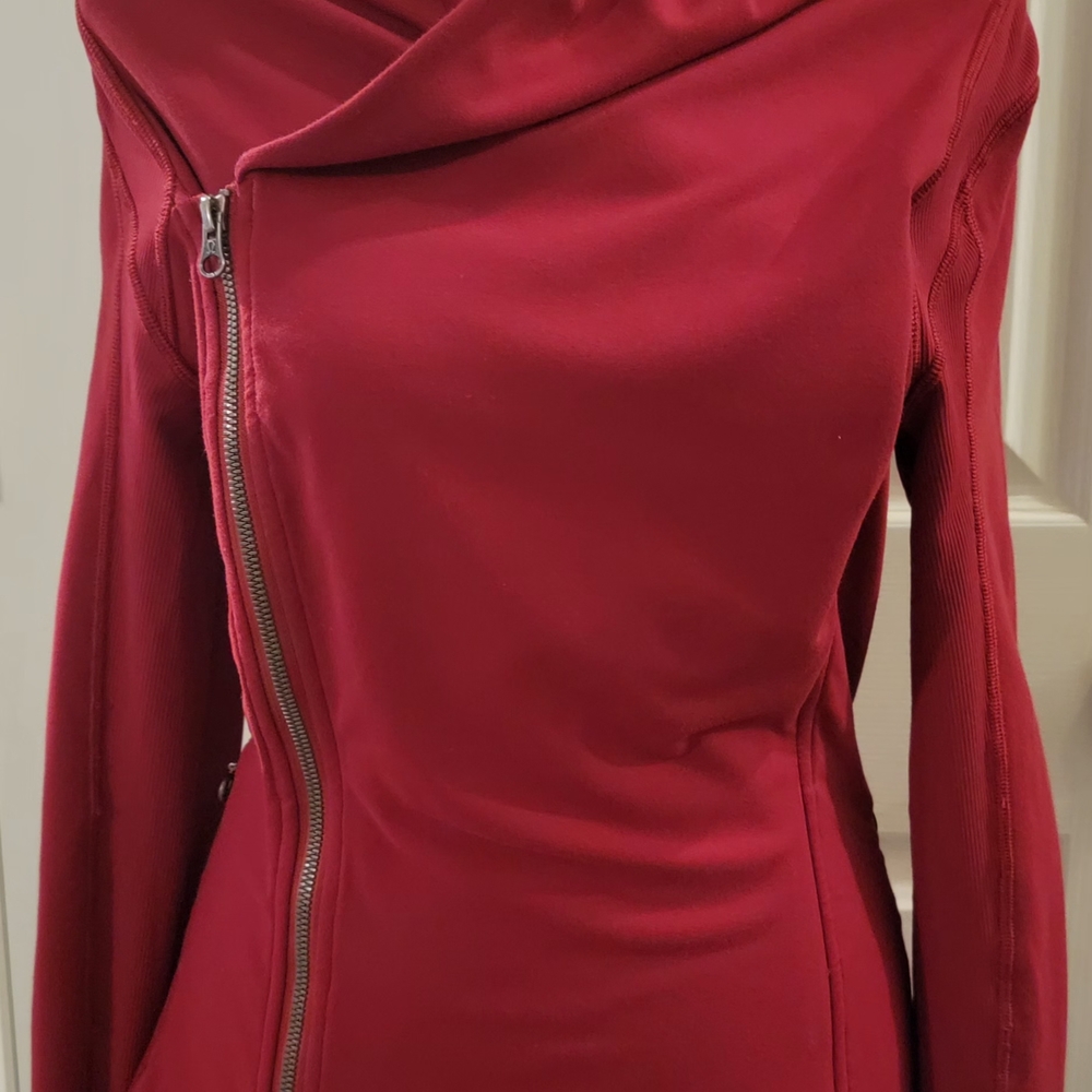 Red Asymmetrical Zip Jacket - Picture 6 of 12